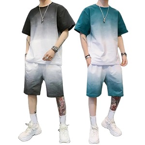Survêtement Streetwear d'été décontracté pour hommes T-shirt à manches courtes respirant imprimé de haute qualité Short Jogger solide Ensemble de 2 pièces - Product Image 1