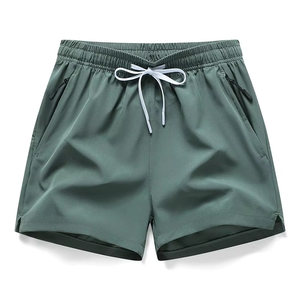 Short de gym athlétique grande taille pour hommes, short de course respirant avec poche zippée, fermeture à la taille élastique, teint uni - Product Image 6
