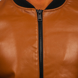 แจ็กเก็ตหนัง lambskin windbreaker สำหรับผู้ชายแจ็กเก็ตหนังขี่มอเตอร์ไซค์แบบกำหนดเอง100% - Product Image 3