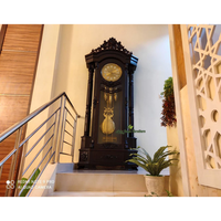 Horloge de grand-père rectangulaire de luxe, style mécanique allemand, en chêne éco-responsable, de style antique, analogique, en bois de Java, de la fin du XXe siècle