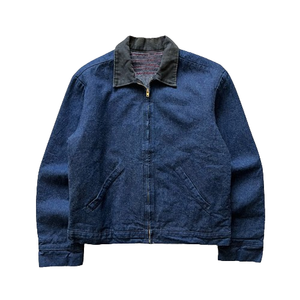 Chaqueta DE TRABAJO vaquera lavada vintage de gran tamaño con cremallera completa bordada con diseño de logotipo personalizado para hombre - Product Image 1