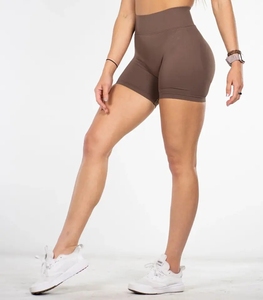 กางเกงขาสั้นโยคะเอวสูงสำหรับผู้หญิง ขายส่ง กางเกงเลกกิ้งไร้ตะเข็บรัดรูป กางเกงออกกำลังกายฟิตเนส กางเกงขาสั้นยกกระชับสะโพก - Product Image 3