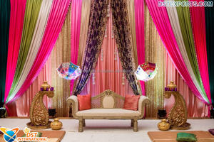 Hermoso Decoración de Escenario con Temática Punjabi Virsa para Bodas, Funciones de Sangeet, Decoración Nocturna para Mehndi y Sangeet - Product Image 5