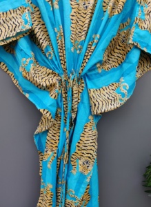 ชุดเดรสชายหาดผ้าคอตตอนพิมพ์ลายเสือเทอร์ควอยส์แขนเกาหลีสำหรับผู้หญิงชุดเดรสฤดูร้อน - Product Image 5