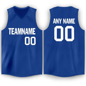 Camisetas de baloncesto con nombre de número personalizado de diseño personalizado de color sólido de moda, camiseta de baloncesto blanca azul deportiva de verano al por mayor - Product Image 1