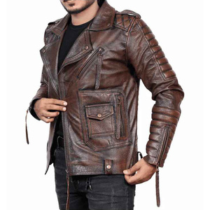 Sanchal แจ็คเก็ตขี่มอเตอร์ไซค์ฤดูหนาวผู้ชาย, 100% ขนแกะหนังแท้วินเทจไซส์ใหญ่ระบายอากาศ - Product Image 2