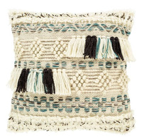 Funda de Cojín de Macramé de Lujo Estilo Bohemio Moderno, con Borlas y Pompones, Cierre de Cremallera, 100% Algodón Antibacteriano, Decoración Personalizada para Hotel y Hogar