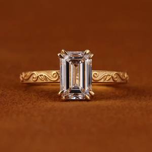 Luxury Women's 925 Sterling Silver <b>Finger</b> <b>Ring</b> 5A Zirconia Pagoda Cutting Rectangle Design Claw Setting for Weddings Banquets - Product Image 2