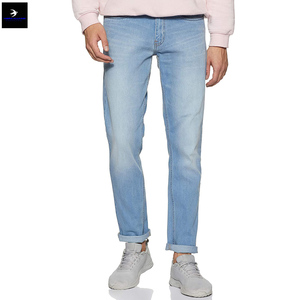 กางเกงยีนส์แบบถักสำหรับผู้ชายกางเกงยีนส์ทรงตรงสีเข้มอ่อนระบายอากาศได้ดีโลโก้ตามสั่ง2023 - Product Image 2