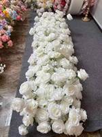 Chemin de table floral artificiel pour mariage, roses et hortensias en soie, arrangement floral pour table, centre de table pour réception, décoration