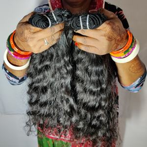 100% Extensions de cheveux humains vierges alignés sur des cuticules naturelles Temple indien Remy Straight Deep Wave Style Raw Bundles - Product Image 1