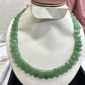 สร้อยคอพลอยควอตซ์เหลี่ยมเพชรพลอยสีเขียวสวยเกรดสูง - Product Image 4