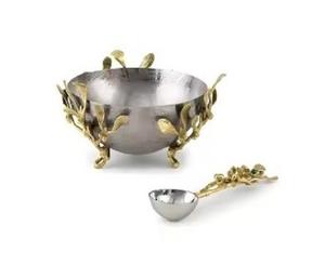 Cuenco de Metal de alta calidad pulido brillante martillado con diseño de hoja dorada para servir vajilla de gran tamaño para el hogar y cuenco de comida para el almuerzo - Product Image 5