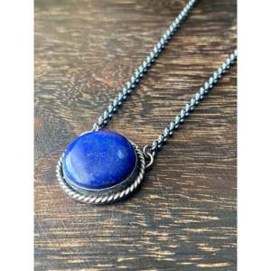 Collier vintage Navajo en lapis-lazuli et or 14K/18K, 100% fait main avec une chaîne tendance - Product Image 4