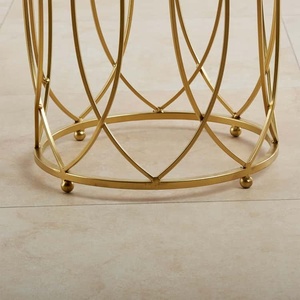 Table d'appoint de canapé Table basse moderne et élégante ronde en marbre blanc avec dessus de présentation Table de meubles d'appoint en gros pour le salon - Product Image 5