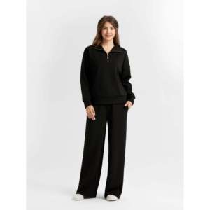 Sudadera con capucha de punto elegante para mujer, con media cremallera, estampada, lavada, con cuentas, informal, para estar en casa o descansar - Product Image 4