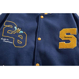 Chaqueta Universitaria de Cuero Vacuno de Alta Calidad para Hombre, Personalizada, Estilo Urbano, Cuello Alto, Bordada, Curtida, para Equipos Deportivos de Invierno - Product Image 5