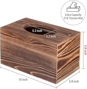 Caja de pañuelos de madera Cubierta de soporte Dispensador de pañuelos faciales de baño rectangular con fácil - Product Image 4