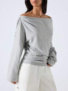 เสื้อสเวตเตอร์ผ้าคอตตอนเนื้อนุ่มแขนยาวสำหรับสตรีทแวร์ทันสมัยเสื้อแฟชั่นตามสั่ง - Product Image 5