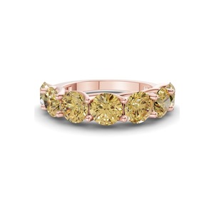 Bague intemporelle en or massif 14 carats avec diamant de laboratoire jaune citron rond de 1,00 ct TW, couleur jaune citron, clarté VS, 7 diamants brillants - Product Image 2