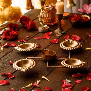 Exquisite Swastik Diyas Metal Home Decor with Sacred Beauty Radiating Positive Energy for Festivities - Product Image 3