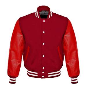 Chaqueta de béisbol para hombre de alta calidad, cuerpo de lana, Mangas de cuero, diseño universitario liso, chaqueta de béisbol para hombre - Product Image 1