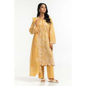 Traje de Verano de 3 Piezas para Mujer, Color Mostaza, Bordado, para Jardín - Product Image 4