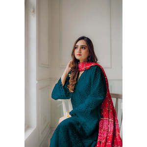 Vêtement traditionnel chinois Maria B-3PC, chemise en tissu lawn brodée Chikankari avec dupatta à imprimé Chunri et pantalon - BIC-4558-Z - Product Image 3