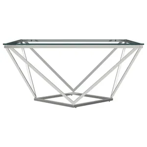 Modern Classic Round Coffee <b>Table</b> Handmade with Extendable Silver Metal Frame for Home <b>Decor</b> and Living Room Furniture - Product Image 5
