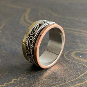 Everyday Wear Three Tone <b>Spinner</b> <b>Ring</b> 6.4 Grams - Product Image 1