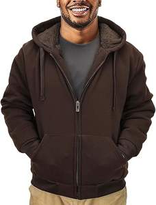 Elastic Ribbed Cuff & Hem Men's Hooded <b>Sherpa</b> Fleece Lined Jackets Windproof Most Sale Private Labels Accepted Hoodie Male - Product Image 3