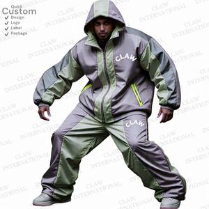 ชุดวอร์มไนลอน2ชิ้นชุดวอร์มกีฬากันลมโอเวอร์ไซส์สำหรับผู้ชาย - Product Image 3