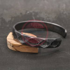 Brazalete de acero forjado a mano de Damasco, pulseras personalizadas - Product Image 2