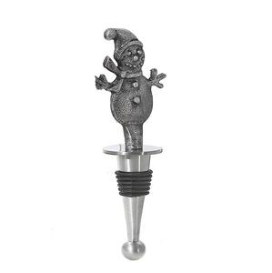Tapón de Vino Metálico con Diseño de Muñeco de Nieve Navideño, Figura de Muñeco de Nieve Sonriente, Tapón de Vino para Navidad, Alegría Invernal - Product Image 2