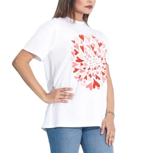 T-shirts à manches courtes pour femmes en coton 100% de qualité supérieure, imprimés sur mesure, amples, doux, unis, en jersey d'été - Product Image 2