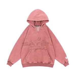 Sweat-shirts à capuche vintage à lavage acide au design moderne personnalisé, sweat-shirts d'hiver unisexes, mélange polyester/coton, teinture unie, appliqué - Product Image 1