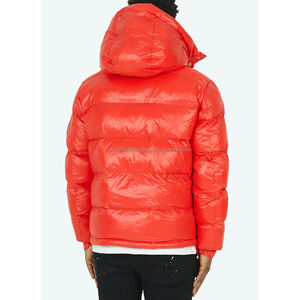 Custom Logo Outdoor Winter Warm <b>Canvas</b> Stand Collar Front Logo <b>Mens</b> Puffer <b>Jacket</b> Red Classic - Product Image 3