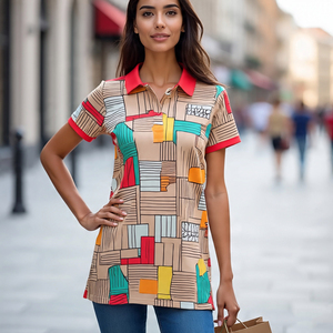 Customize Sublimation Polo T Shirt Women Summer Jogging Wear <b>Printed</b> Polo Shirts Ladies - Product Image 5