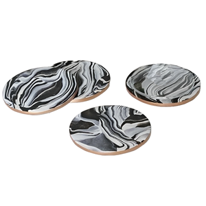 Ensemble de 4 sous-verres en pierre organique Design marbre double ton pour table de cuisine-Tapis et tampons - Product Image 5