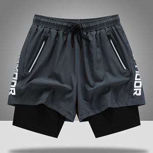 Short de gymnastique pour hommes 90 Polyester 10 Spandex Compression 5 pouces à séchage rapide avec doublure Short de course d'entraînement 2 en 1 Short de gymnastique pour hommes - Product Image 5