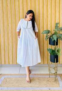 Personnalisé Confortable Femmes Enceintes Robe De Maternité À Manches Longues Lâche Coton Doux Solide Robe Midi Poches Antistatique Ajustement Parfait - Product Image 2