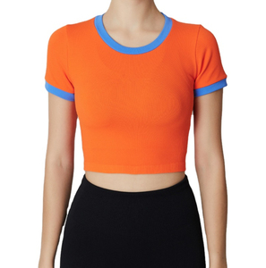 เสื้อพิมพ์ลายเสื้อเอวลอยระบายอากาศได้สำหรับผู้หญิงเสื้อผ้าแนวสตรีทลำลองเสื้อครอปผ้าตาข่ายใหม่ระบายอากาศได้ดีเสื้อยืดโอเวอร์ไซส์ - Product Image 6