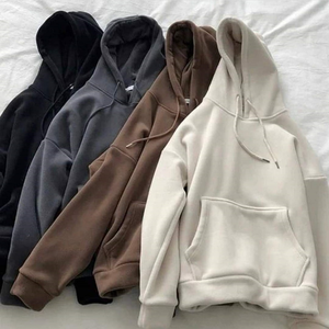 เสื้อสเวตเตอร์มีฮู้ดสำหรับผู้หญิง, ใหม่เสื้อสเวตเชิ้ตมีฮู้ดสไตล์สตรีทโอเวอร์ไซส์ลำลองสีพื้น - Product Image 4