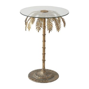 Table d'appoint en métal de forme ronde avec motif Arbre de Vie, table basse de qualité antique, table d'appoint personnalisée en aluminium et laiton - Product Image 4