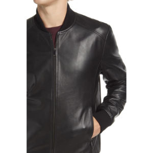 แจ็กเก็ตหนังแกะสไตล์ย้อนยุคสำหรับผู้ชาย, แจ็คเก็ตหนังแท้ทรงสลิมฟิตแจ็คเก็ตฤดูหนาว - Product Image 4