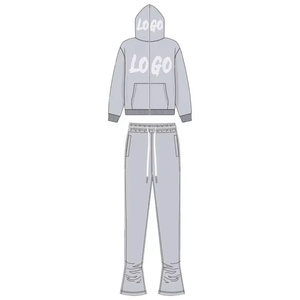 ชุดวอร์มผ้าฝ้ายไซส์ใหญ่พิเศษพร้อมผ้าฟลีซซักด้วยกรดพลอยเทียมสไตล์สตรีทแวร์สำหรับฤดูหนาวออกแบบโลโก้ได้ตามต้องการ - Product Image 3