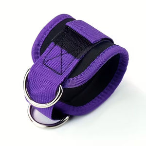 <b>Black</b> Nylon Neoprene Padded Ankle Cuffs Gym Training Exercise Ankle Strap with <b>Ring</b> for Weight Lifting Cable Machines - Product Image 5