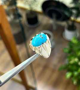 แหวนเฟอโรซ่าธรรมชาติหินเทอร์ควอยส์เครื่องประดับแฮนด์เมดแหวนอัญมณีอิสลามสีฟ้าโรบิน - Product Image 6