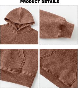 Alta calidad 100% algodón lavado ácido Sudadera con capucha logotipo personalizado bordado peso pesado de gran tamaño desgastado francés Terry sudaderas con capucha - Product Image 5