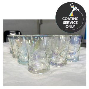 Vaso de chupito iridiscente con revestimiento brillante, mini vaso decorativo para bar, cristalería elegante con degradado de color - Product Image 3